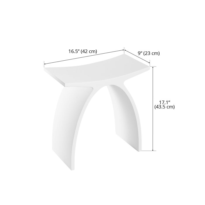 Ancona 17” Bathroom Shower Bench in Pure Acrylic Stone in Matte White